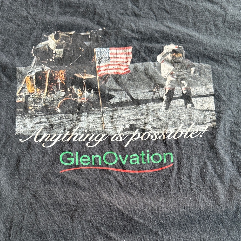 Glen Raven Black Cotton T-Shirt Mens Black Graphic XL